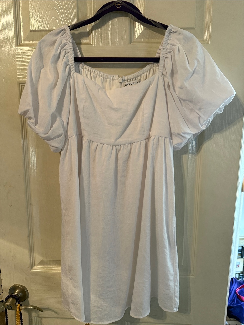 And Now This White Square Neck Dress  Size M